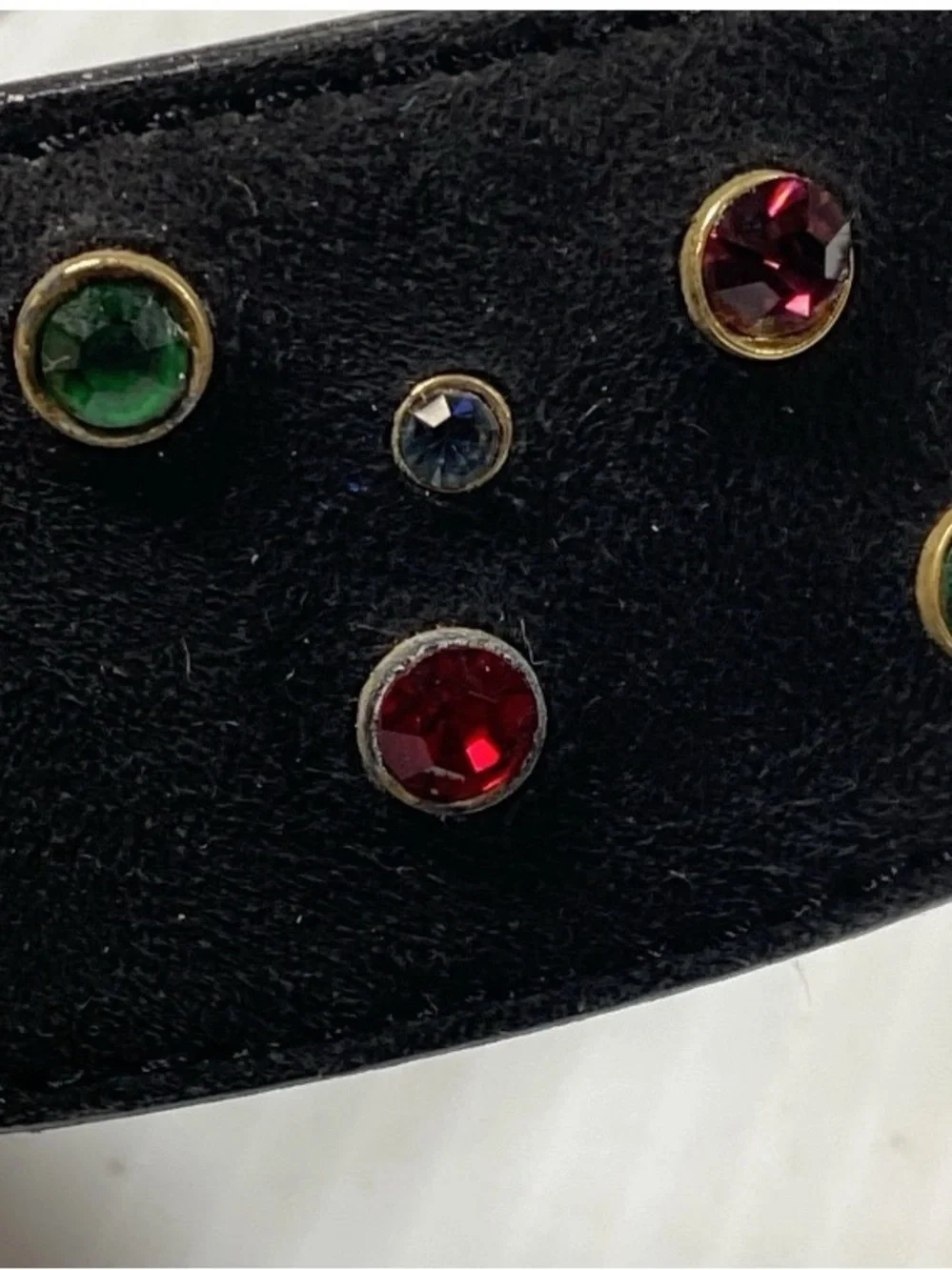 Escada Black Leather Belt with Gold Star Buckle and Gem Accents