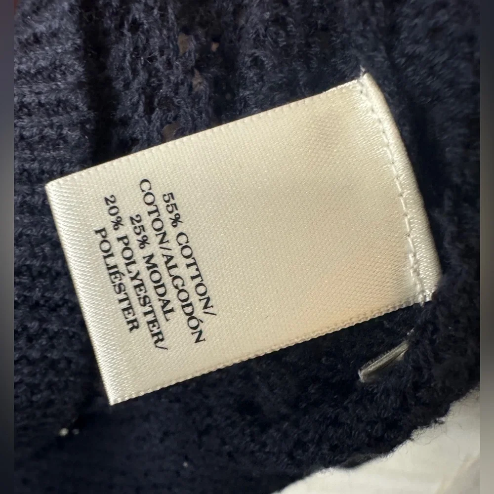 Ann Taylor Navy Open Knit Sweater Small Lightweight Coastal Chic Fisherman
