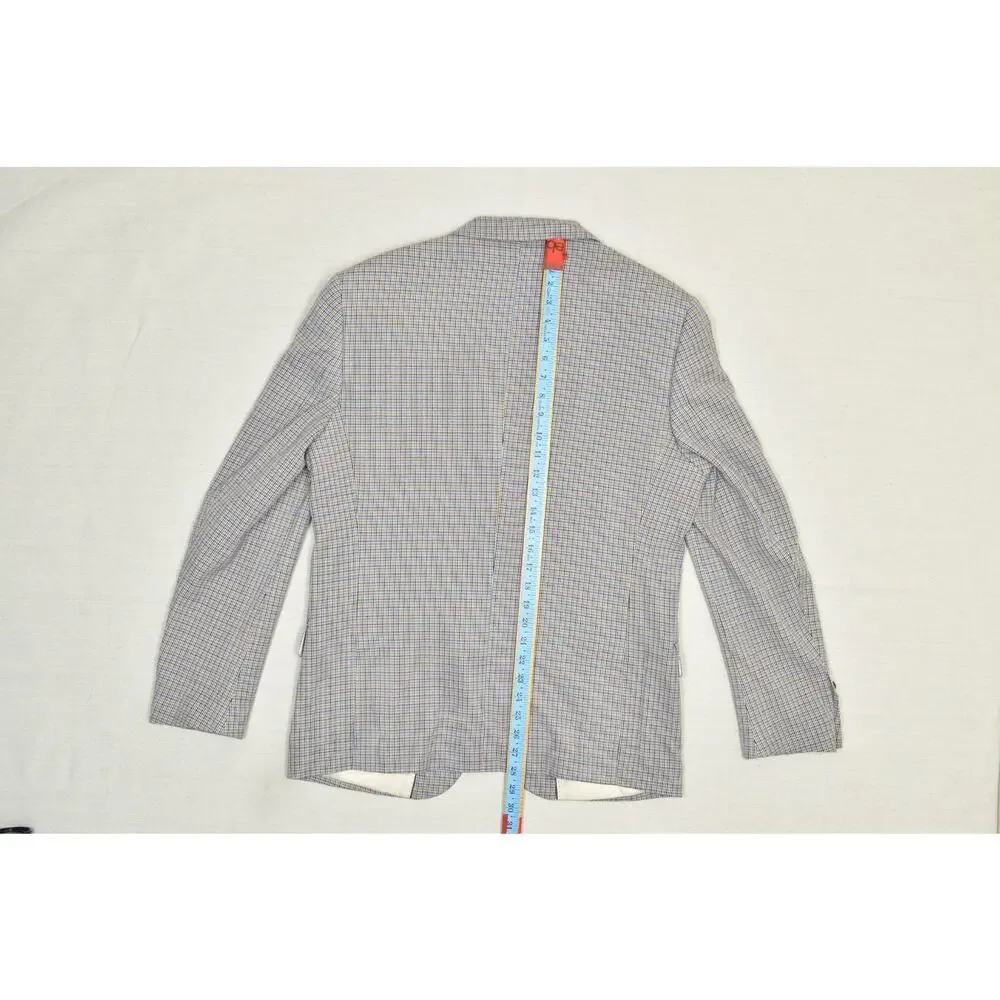 Berragamo Collezioni D'Italia Men's 42R Plaid Blazer Blue Tan Lazio-Jackets Spor