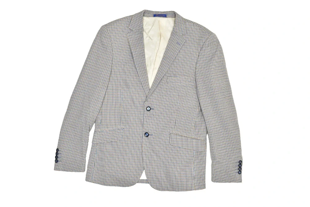 Berragamo Collezioni D'Italia Men's 42R Plaid Blazer Blue Tan Lazio-Jackets Spor