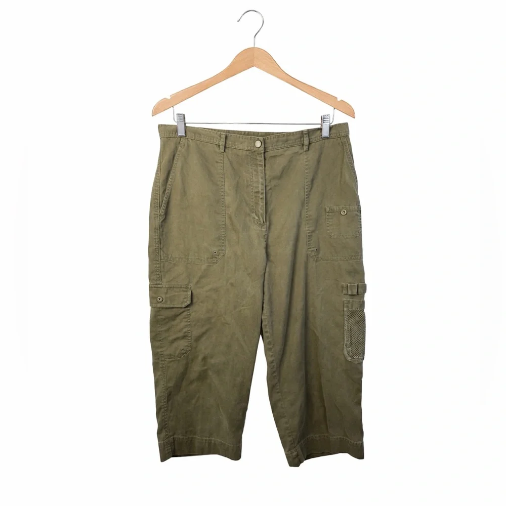 Lauren Ralph Lauren Olive Cargo Capri Pants Size 14 Utility Safari Cropped