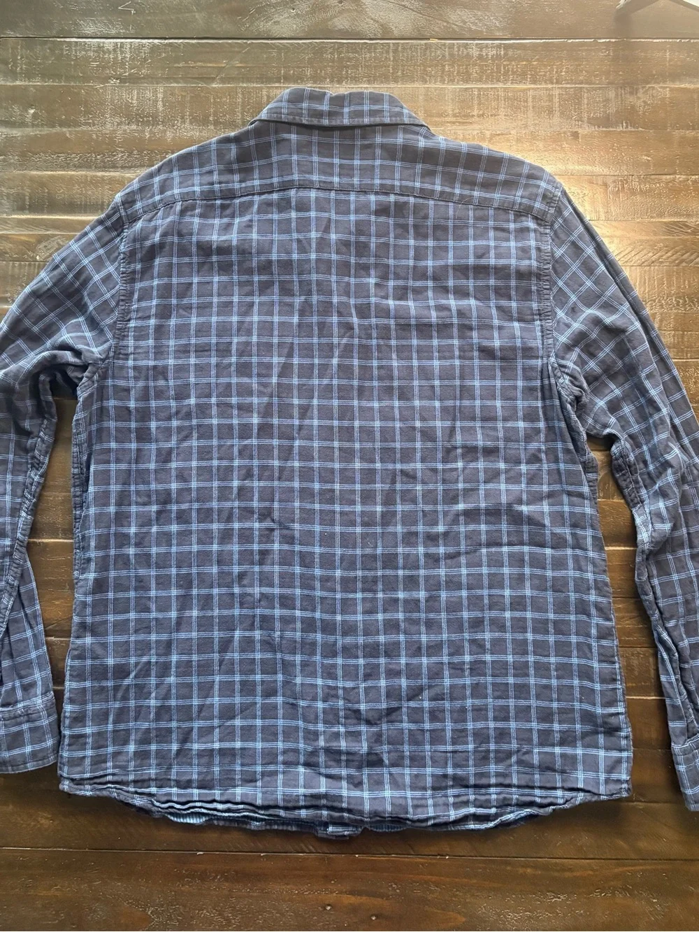 Banana Republic Untucked Slim Fit Blue Plaid Button Up Shirt Men’s XL Cotton