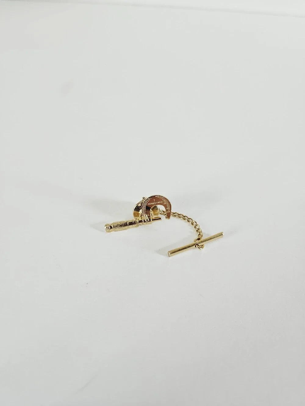 Vintage Brown & Sharpe Engineer Tools Gold Tone Micrometer Tie Lapel Pin Brooch