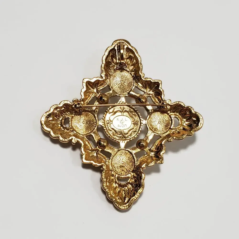 Vintage KJL Kenneth Jay Lane For AVON Faux Pearl Cabochon Combo Brooch Pendant