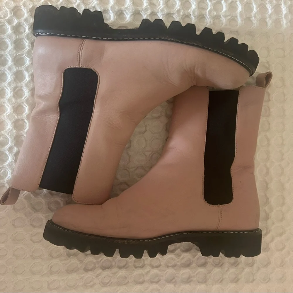 J. Crew Leather Tan Pink Women's Lug Sole Chelsea Boots