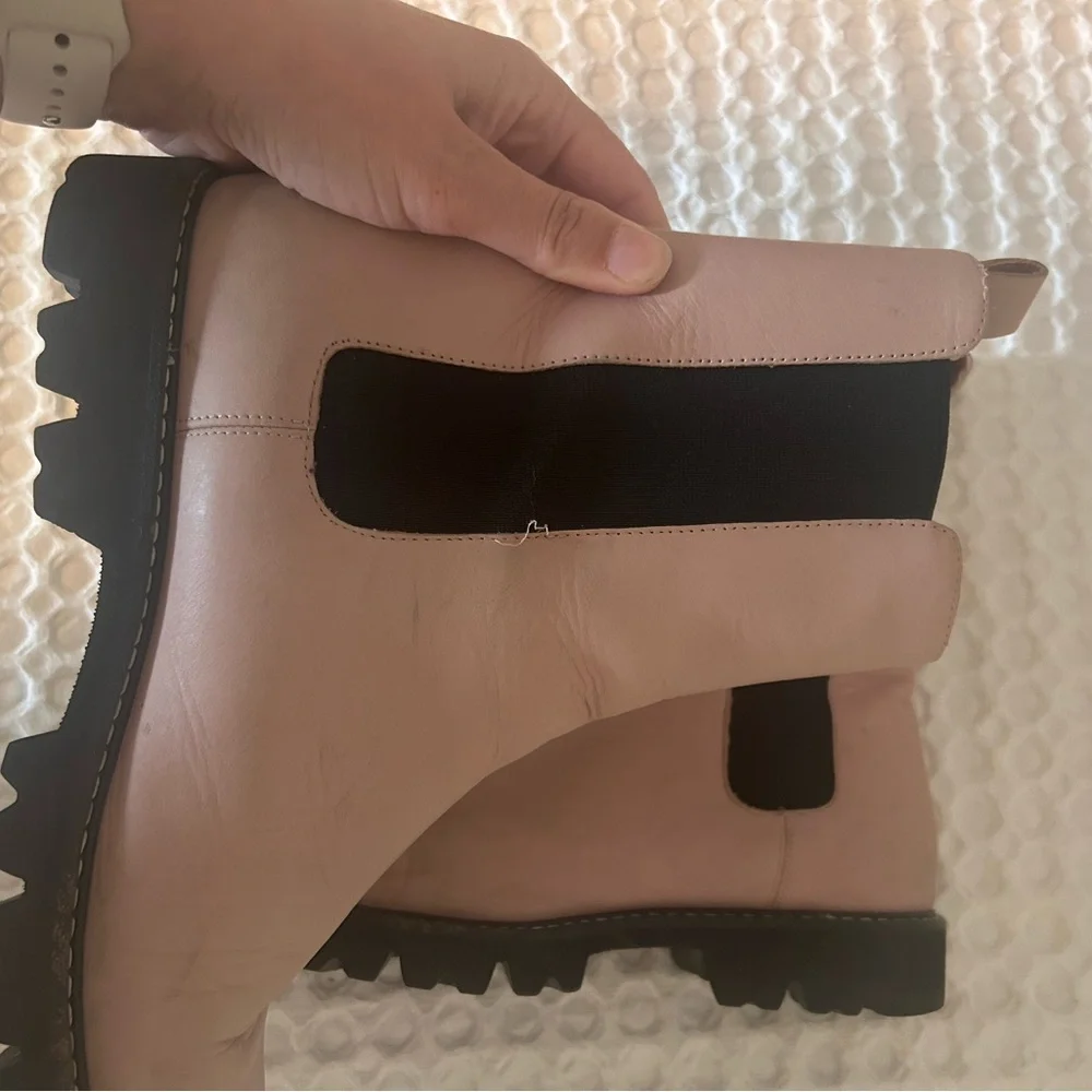 J. Crew Leather Tan Pink Women's Lug Sole Chelsea Boots
