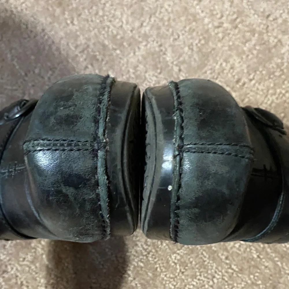 Dansko Black Leather Slip-On Size 36 (6) Loafers with Buckle Accent Clogs