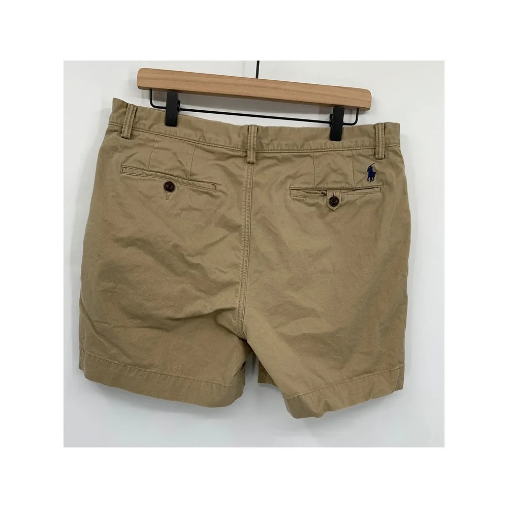 Polo Ralph Lauren Shorts Mens 33 Tan Chino Stretch Classic Fit Flat Front Khaki