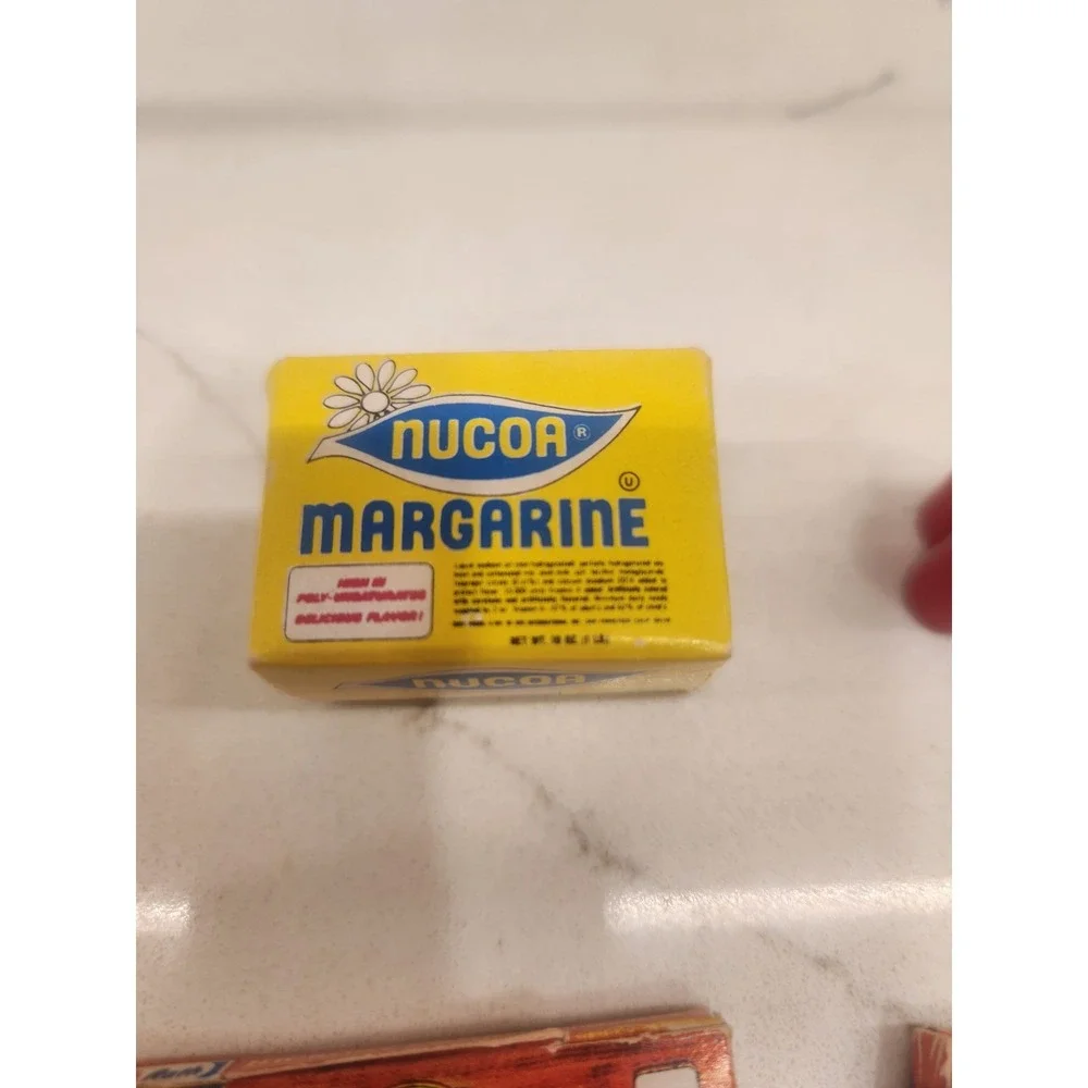 Vintage Lot Of Play Miniature Doll Food Grocery Bacon, Soda, Margarine Hot Dogs‎