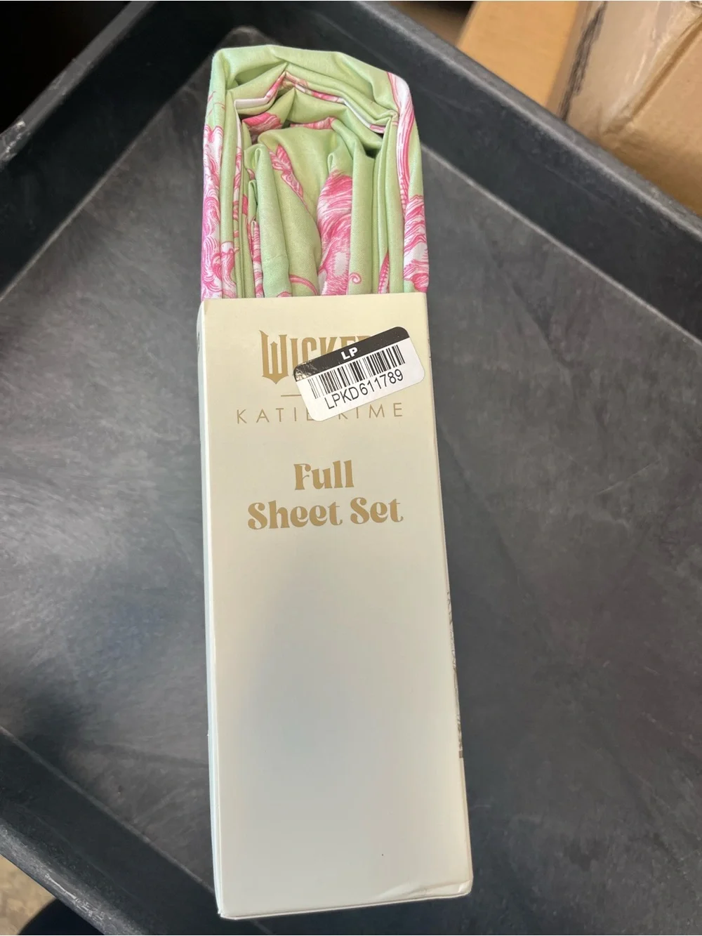 Katie K Wicked Full Sheet Set in Pink Motifs on Light Green