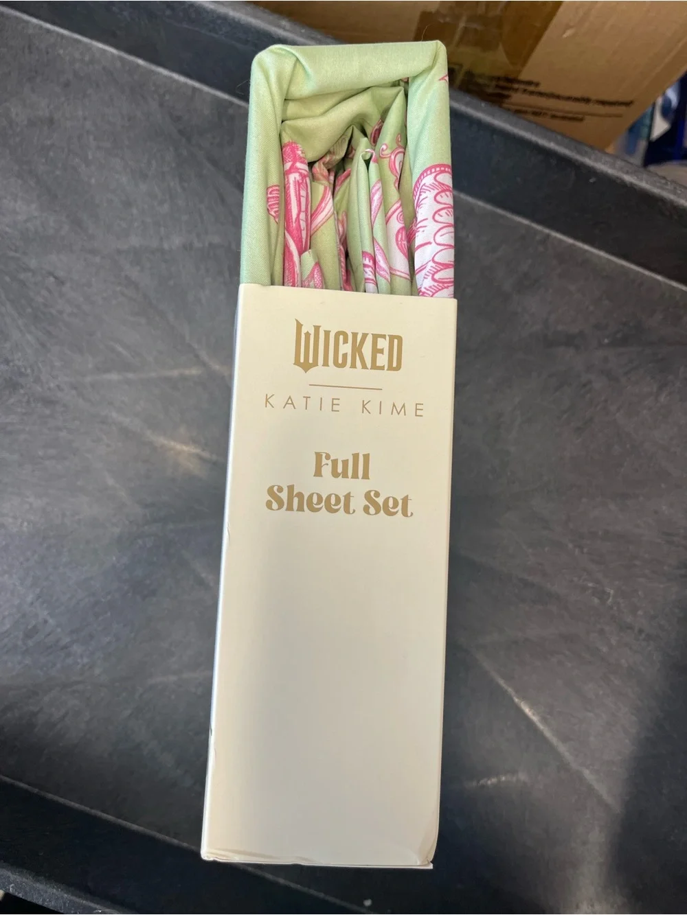Katie K Wicked Full Sheet Set in Pink Motifs on Light Green