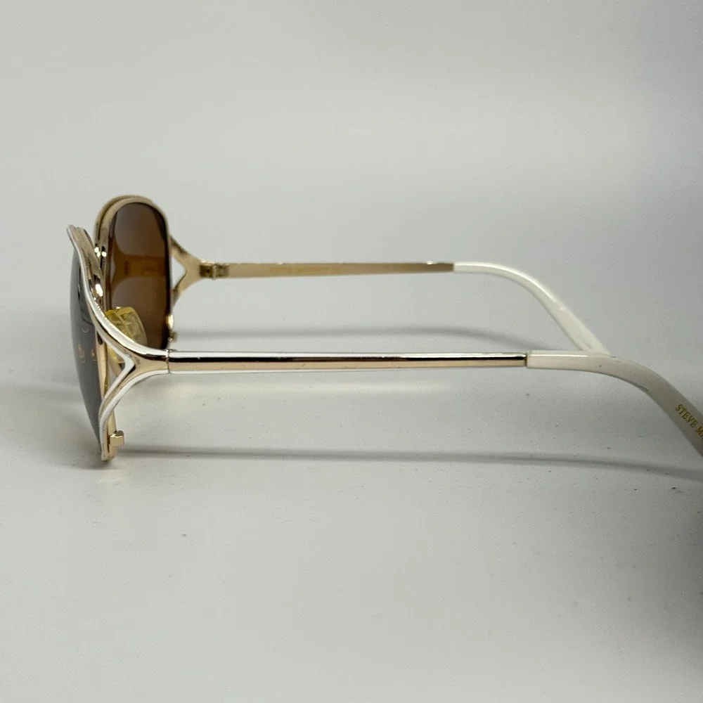Steve Madden Polarized Sunglasses S5226P GLDWH Gold White Butterfly Oversized