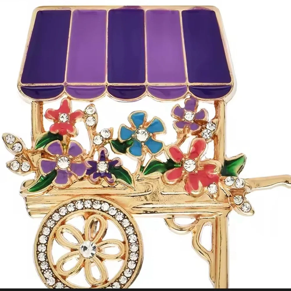 Flower Cart Brooch with Blue Canopy‎