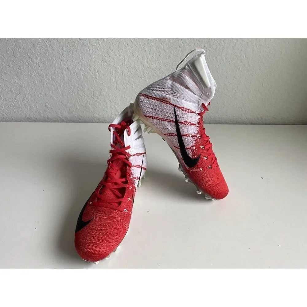 Nike Vapor Untouchable 3 Elite Football Cleats White Gym Red Sz 12.5 AO3006-160‎