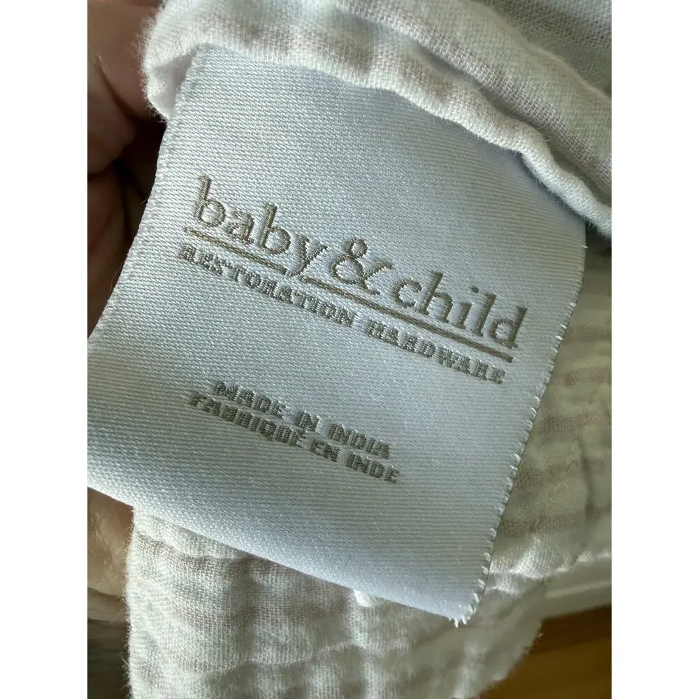 Restoration Hardware Baby & Child Gauze Cotton Baby Blanket White Pink Stripe