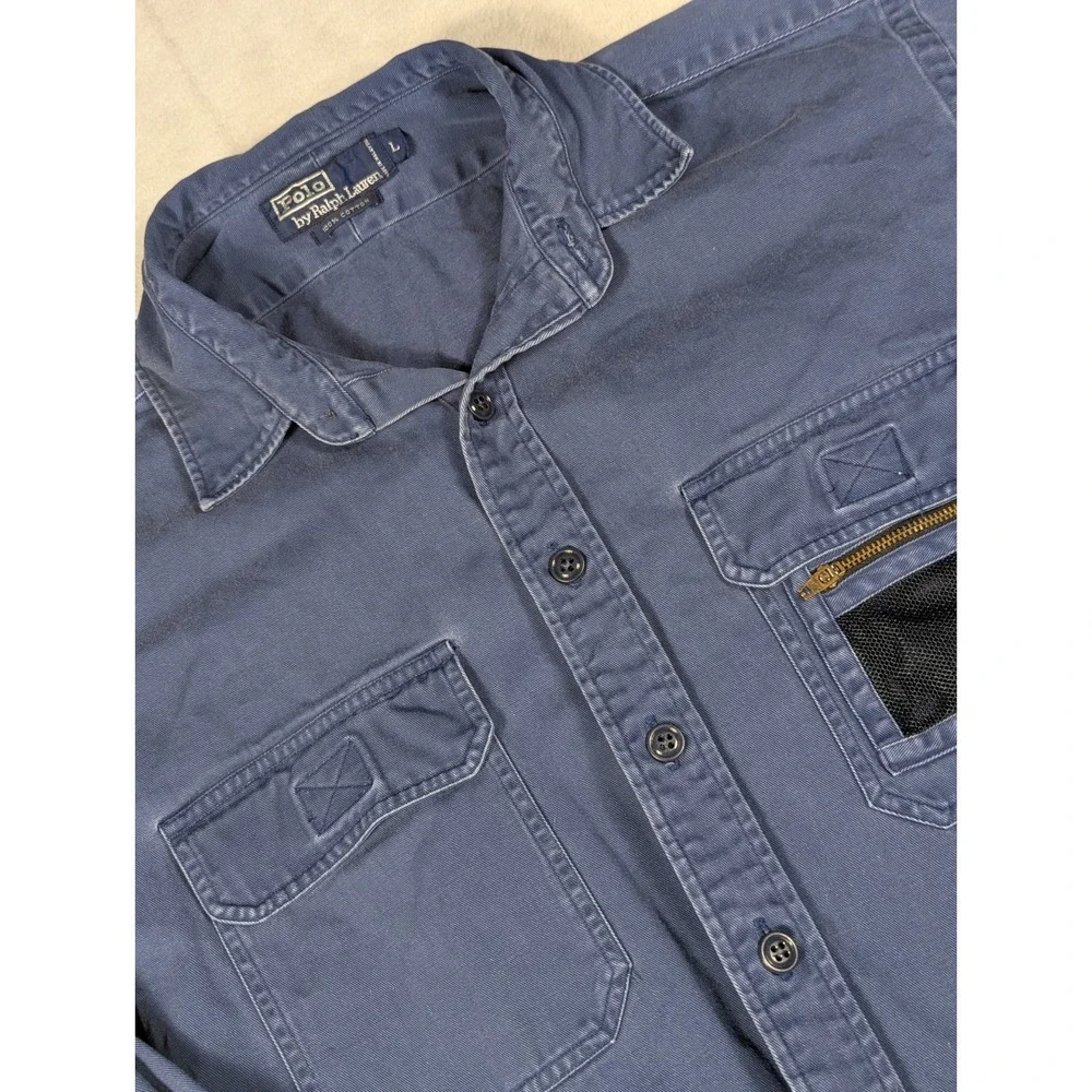 Vintage Polo Ralph Lauren Canvas Sportsman Tackle‎ Fishing Men's L Navy Shirt