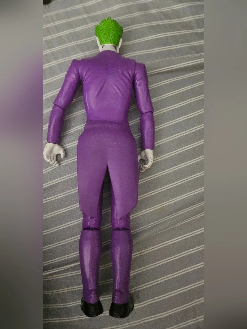 Purple Joker Action Figure with Green Hair and Yellow Details 12in