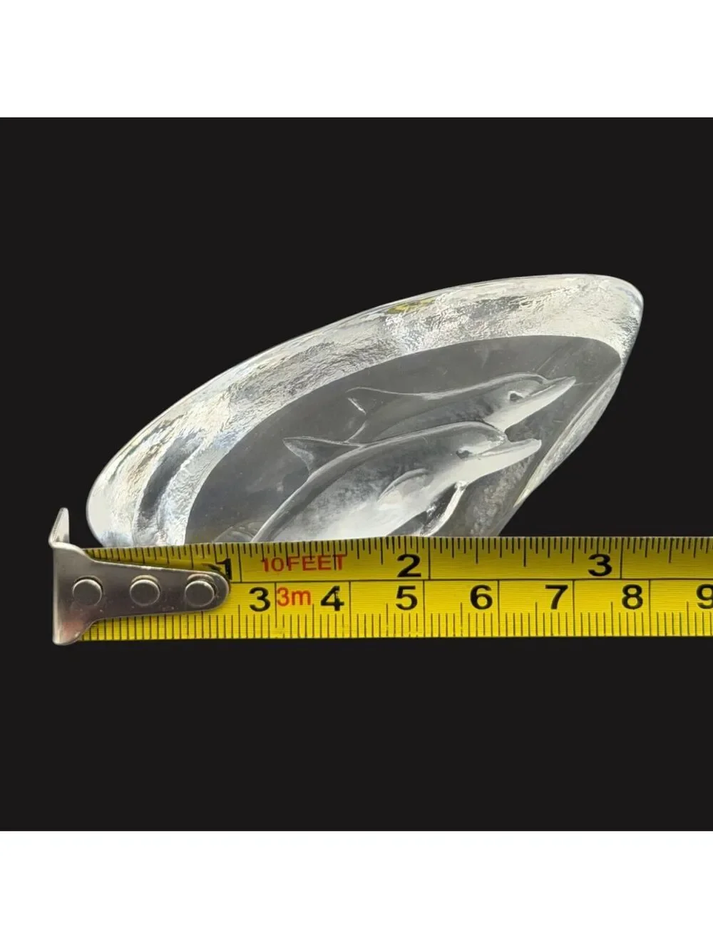 Mats Jonasson Maleras Sweden Crystal Dolphins Sculpture Signed Art Glass 3