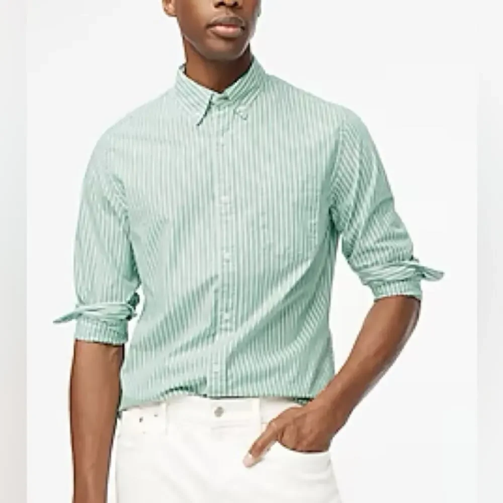 J. Crew White Aventurine Stripe Classic flex casual shirt