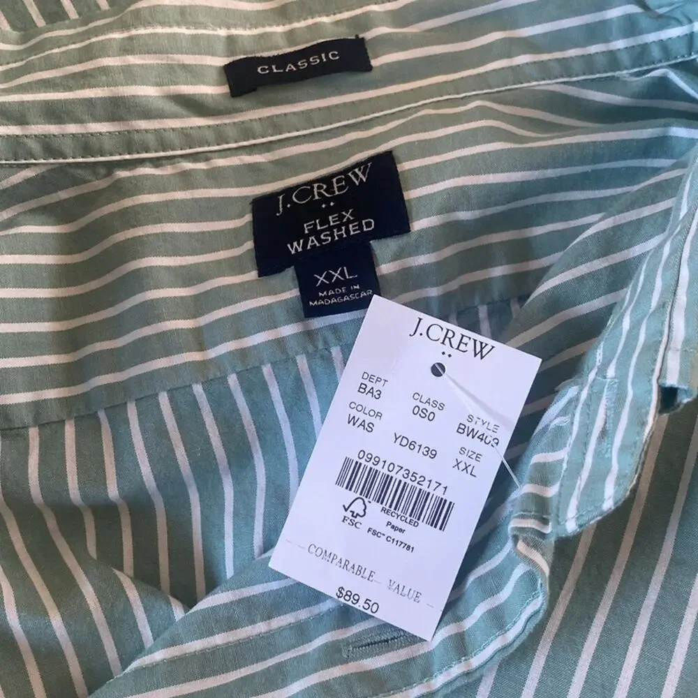 J. Crew White Aventurine Stripe Classic flex casual shirt