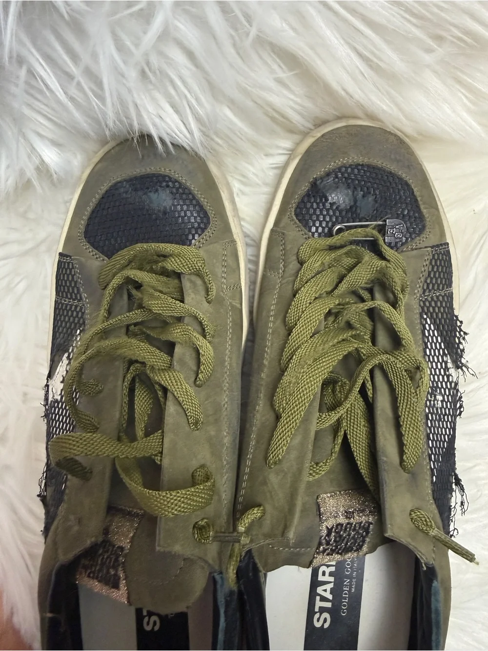 Golden Goose STARDAN Olive Green & Black Men's Low-Top Sneakers with box