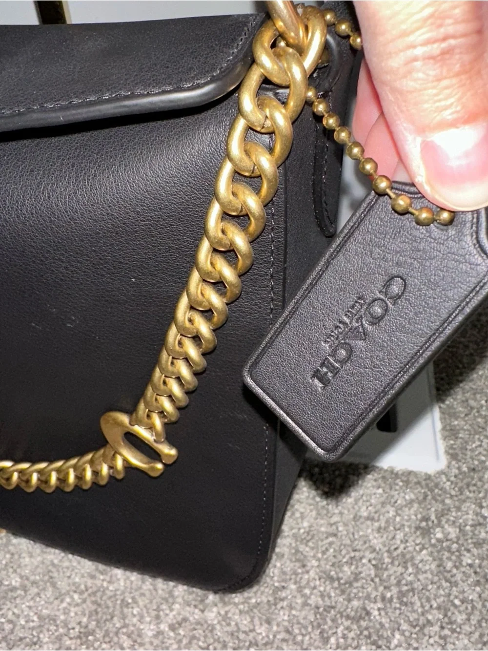 Coach Signature Chain Hobo Black Leather Crossbody Bag Shoulder Bag - NWT