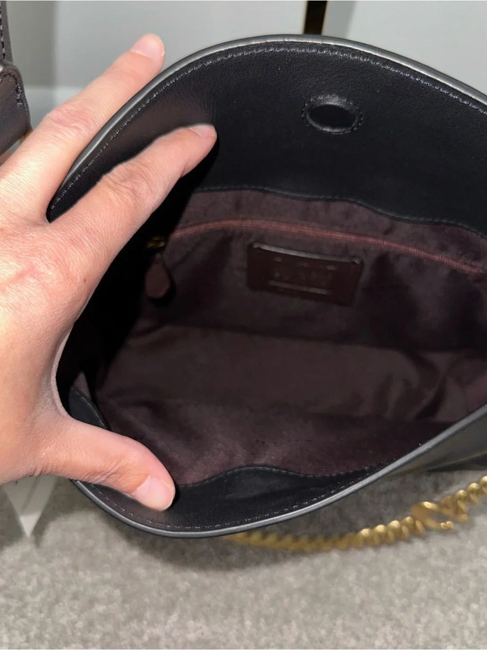 Coach Signature Chain Hobo Black Leather Crossbody Bag Shoulder Bag - NWT
