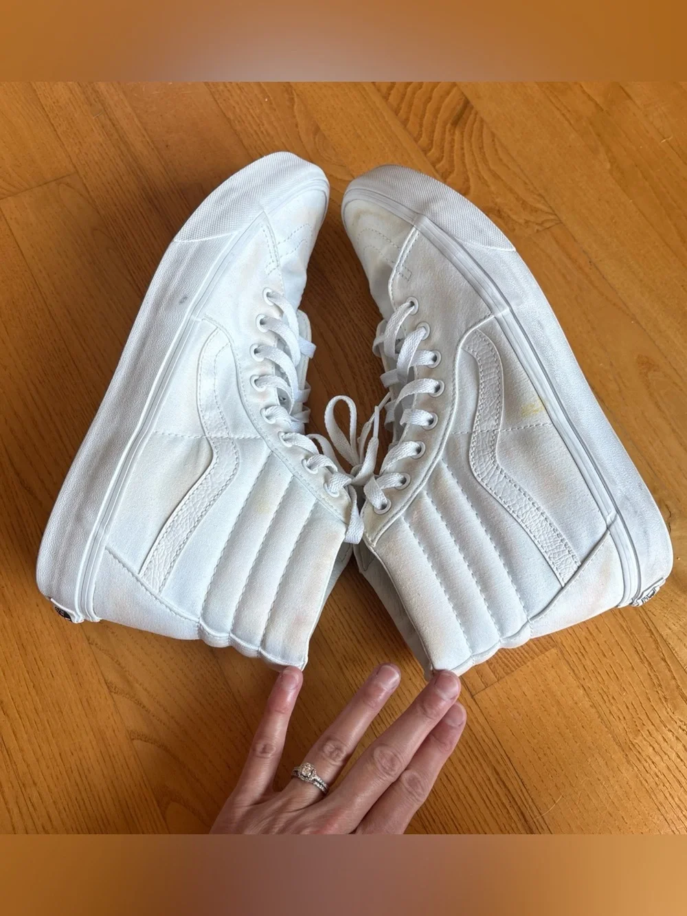 VANS Sk8 Hi Skate Sneakers Shoes VCU True White Mens Sz 10.5 12 Womens High Top