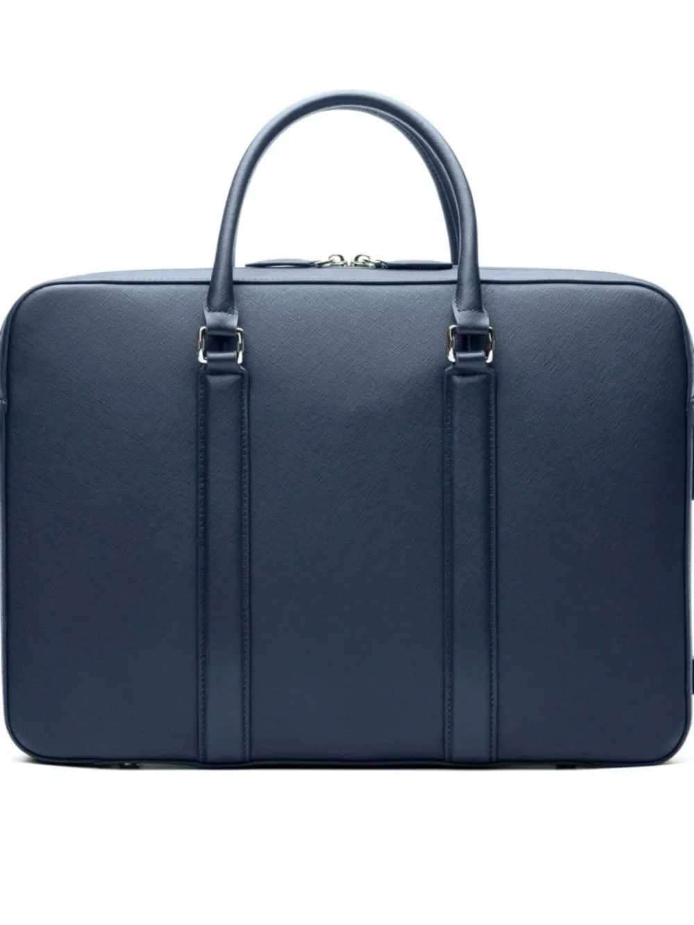 Maverick & Co. Manhattan Leather Briefcase (Navy Blue & Orange)