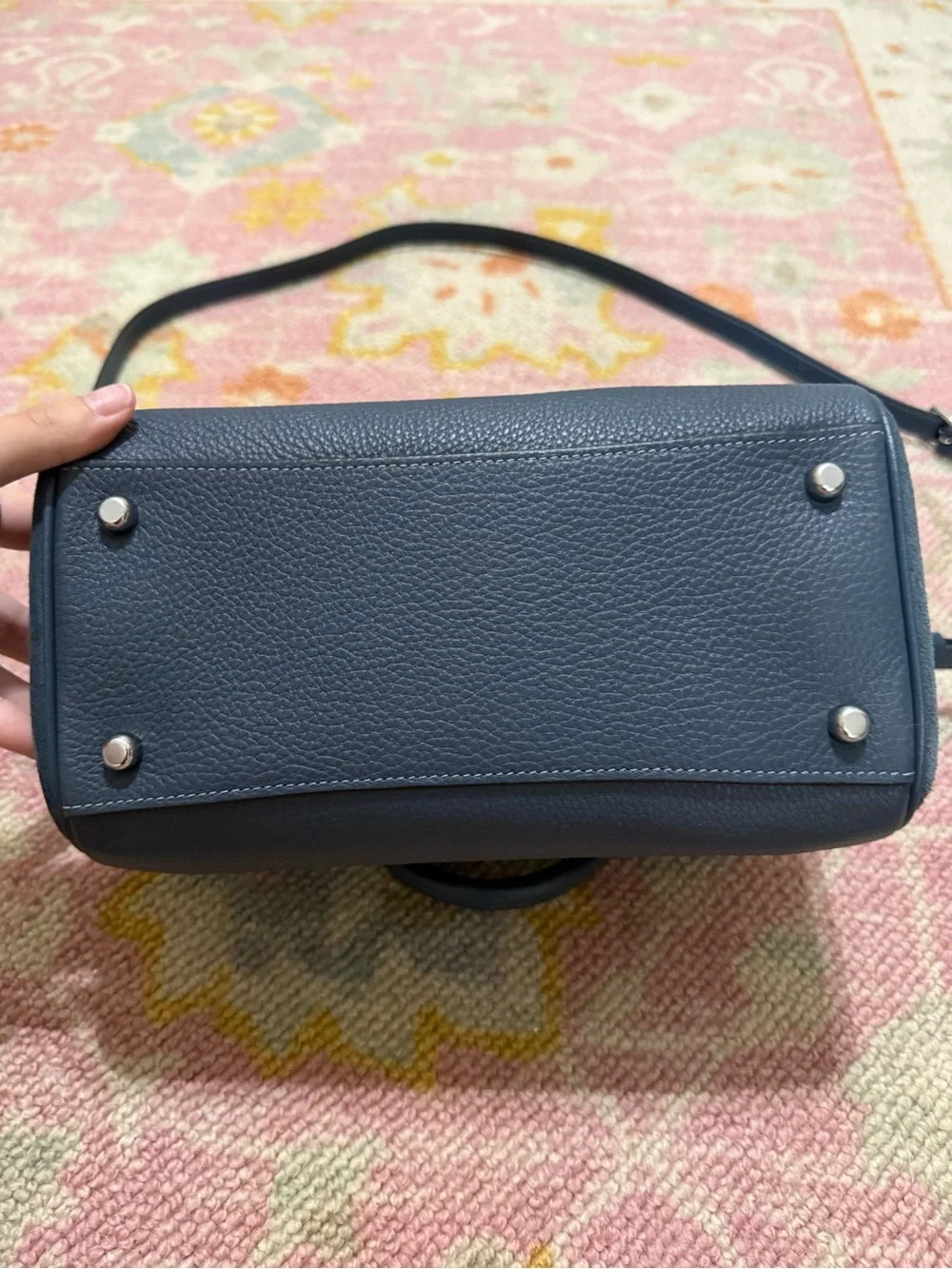 Coach Rowan Satchel Pebbled Leather Silver/Denim Crossbody CM102