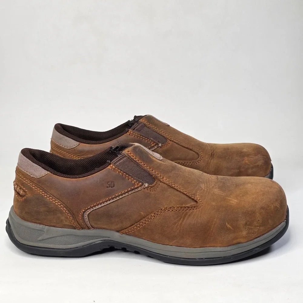 Red Wing Mens Safety Toe Shoes Size 8.5 Brown Leather Slip On Oil Slip Resistant