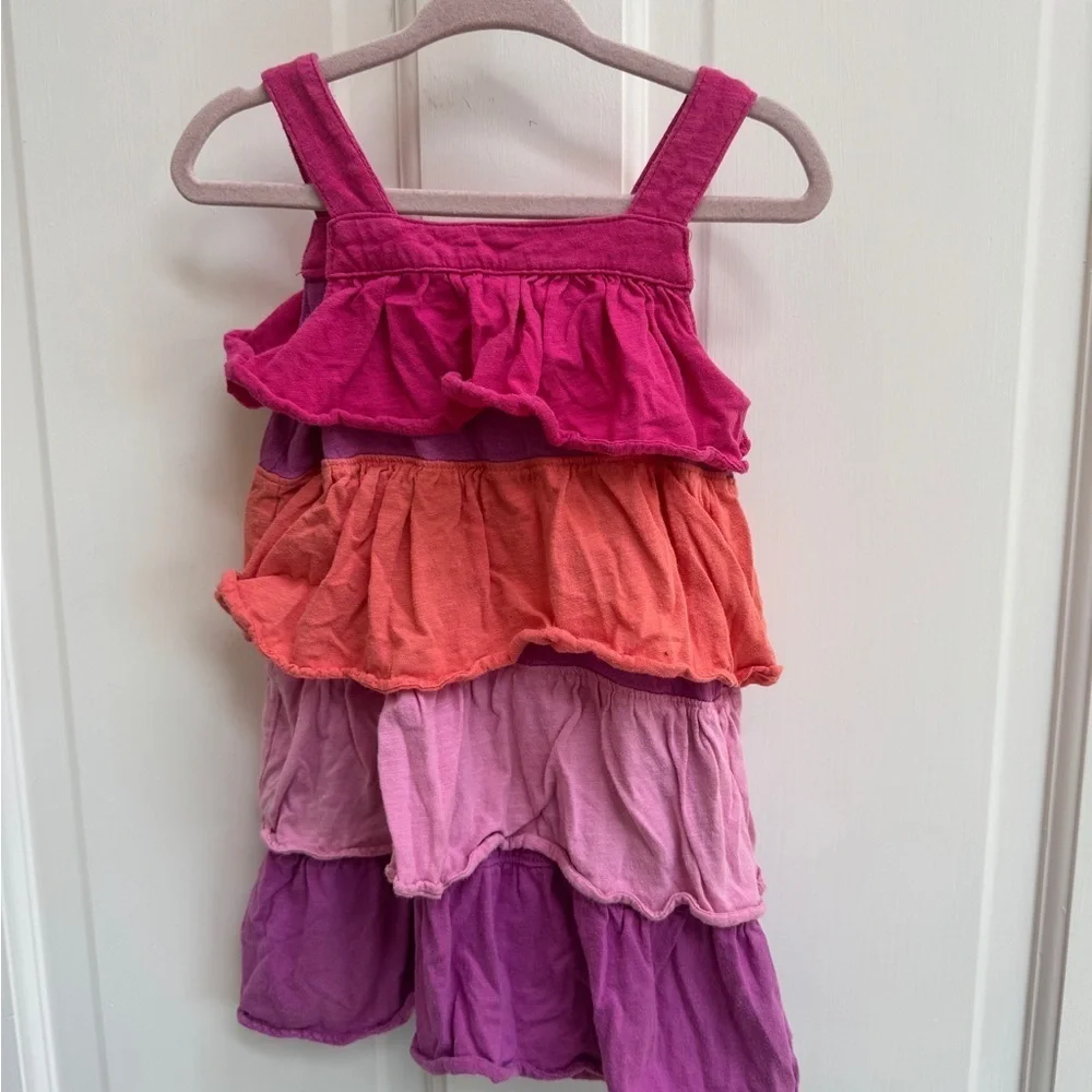 Baby Gap 2T Girls Pink Orange Purple Layered Ruffle Tank Top Sleeveless Dress