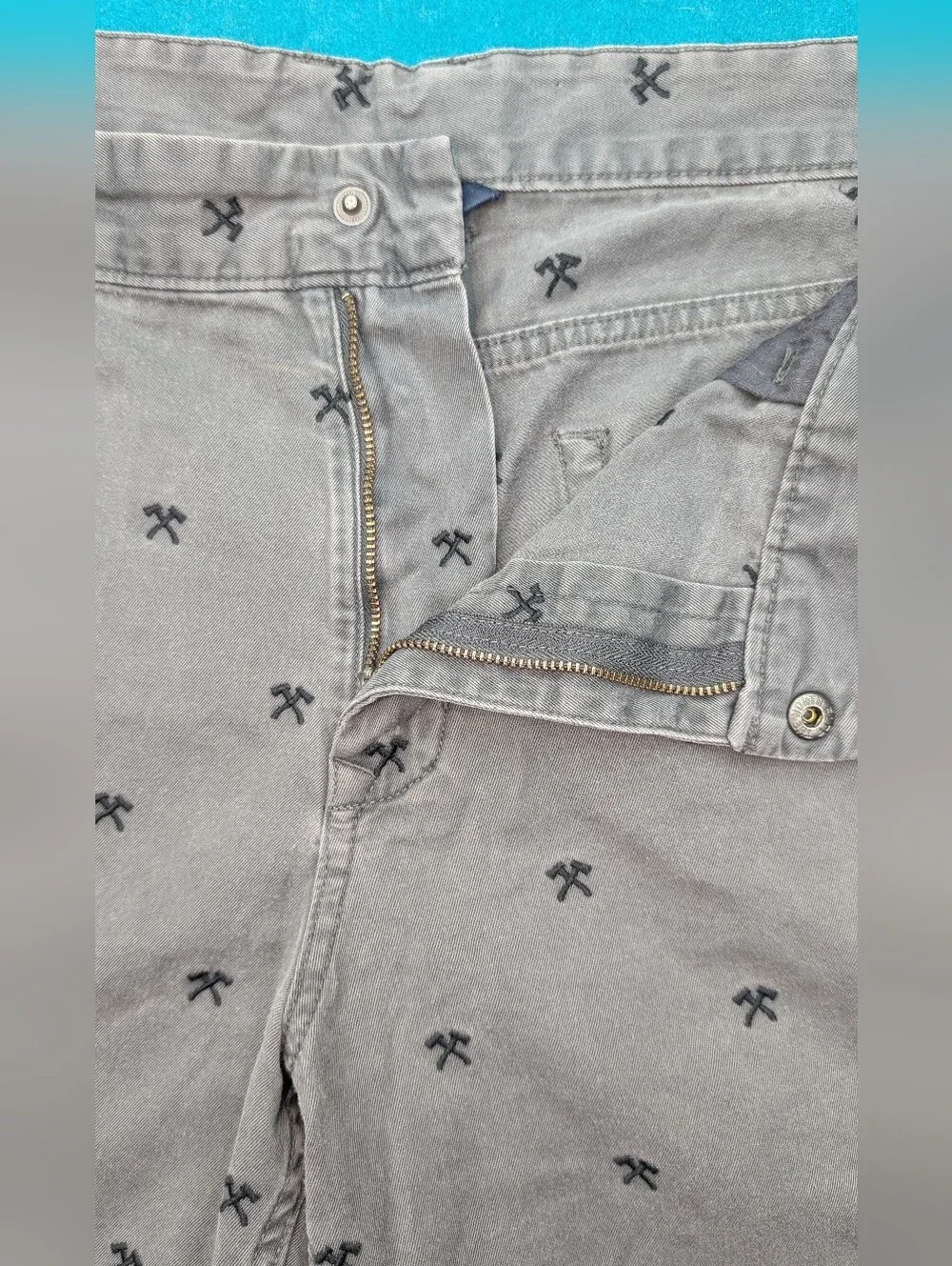 The North Face Crossed Hammer Embroidered Canvas Cargo Shorts Gray Mens 40