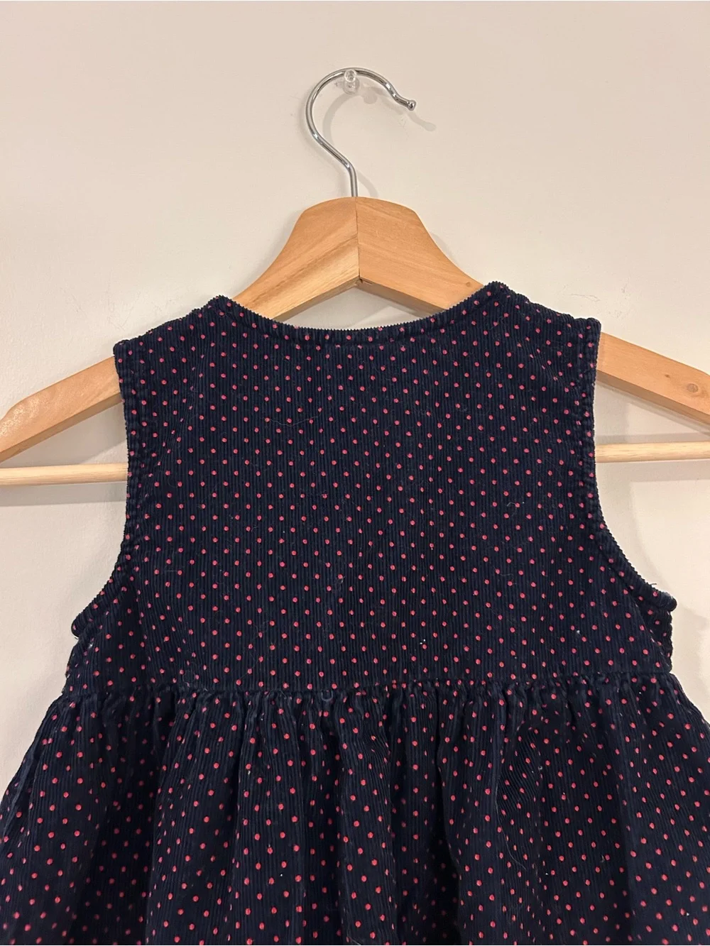 Samara Vintage Dress Navy Polka Dot Girls Size 3T Heart Pockets 100% Cotton