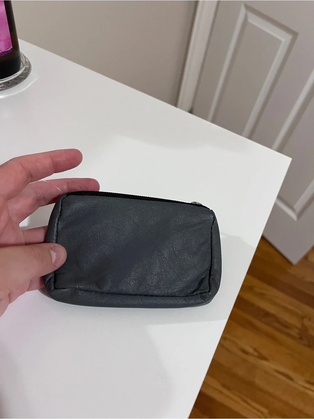 Small Black Leather Zip Wallet
