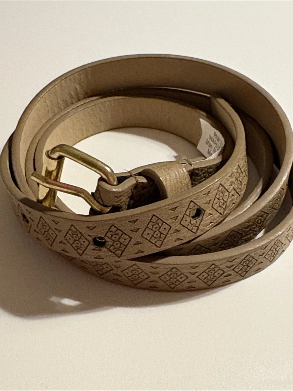 Steve Madden Women's Beige Chic Faux Leather Belt Size XL SKINNY  Embossed New