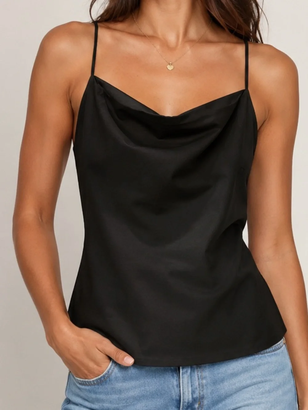 J. Crew Black Satin Cowl Neck Tank SIZE 4