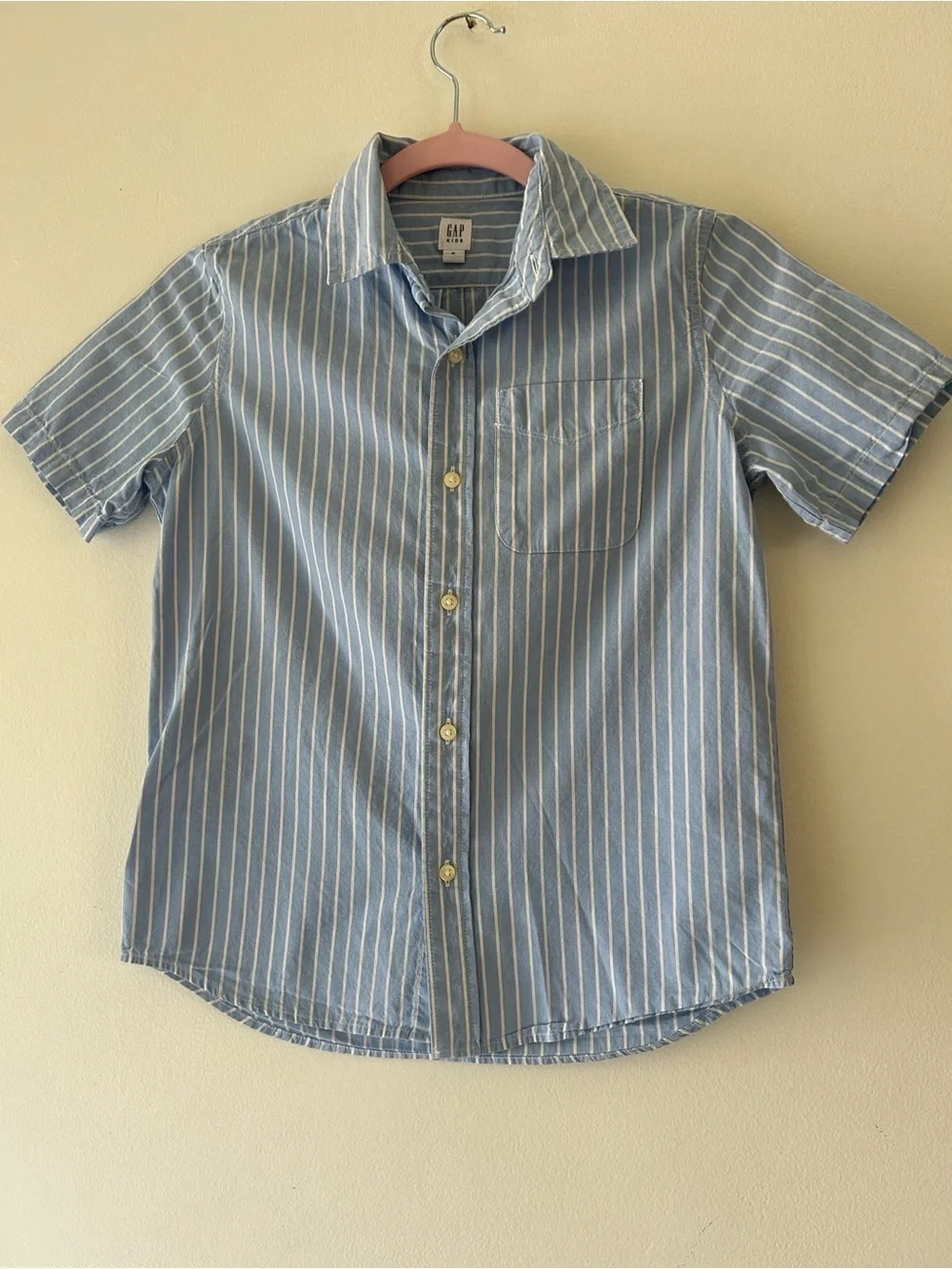 GAP Light Blue & White Stripe Short Sleeve Button-Down