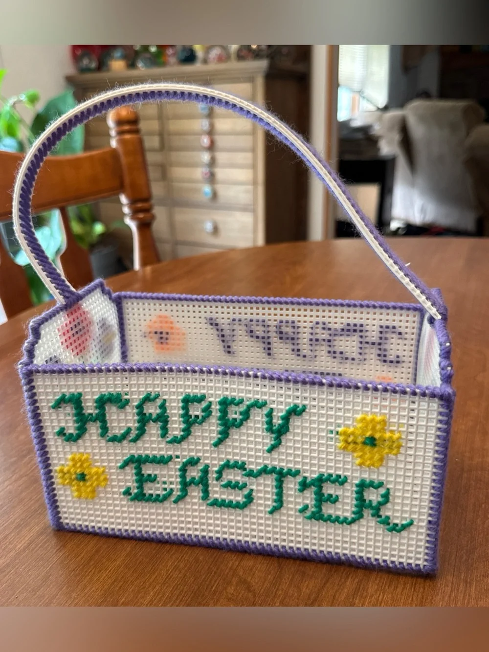 Handmade Purple & Green 'Happy Easter' Holiday Basket
