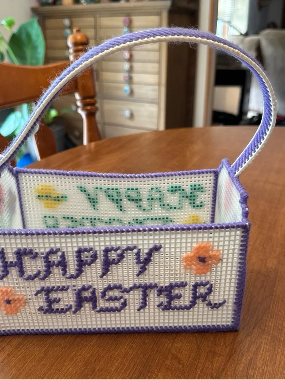 Handmade Purple & Green 'Happy Easter' Holiday Basket