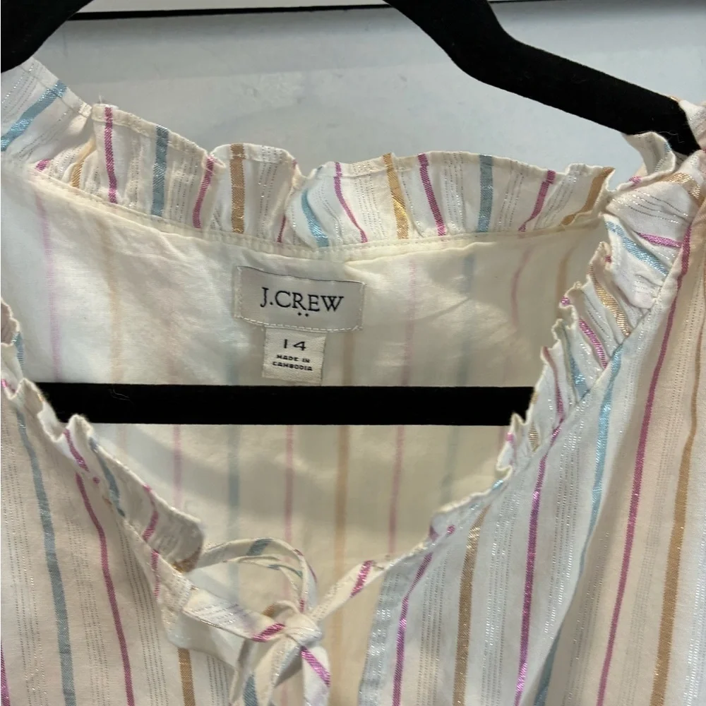 J.Crew tie front Hamptons shimmery white midi dress size 14