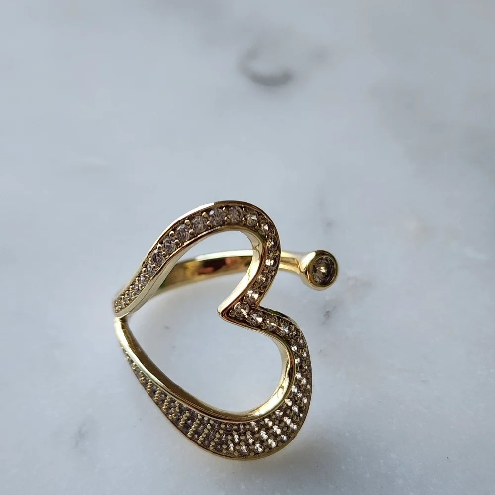 Elegant Gold Plated Heart Ring Size #6