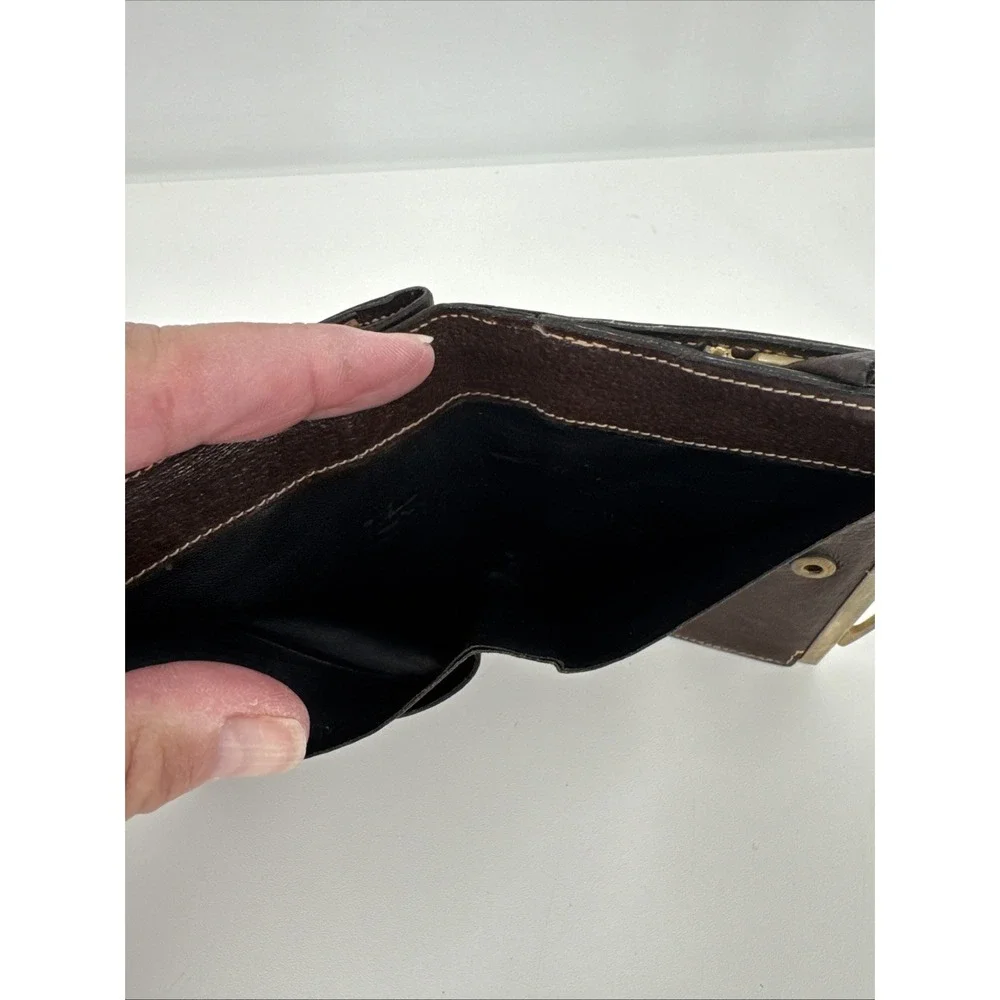 Gucci Vintage Interlocking bi-fold wallet Change Purse Brown leather Made Italy