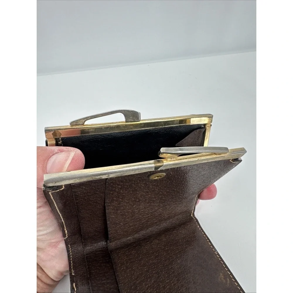 Gucci Vintage Interlocking bi-fold wallet Change Purse Brown leather Made Italy