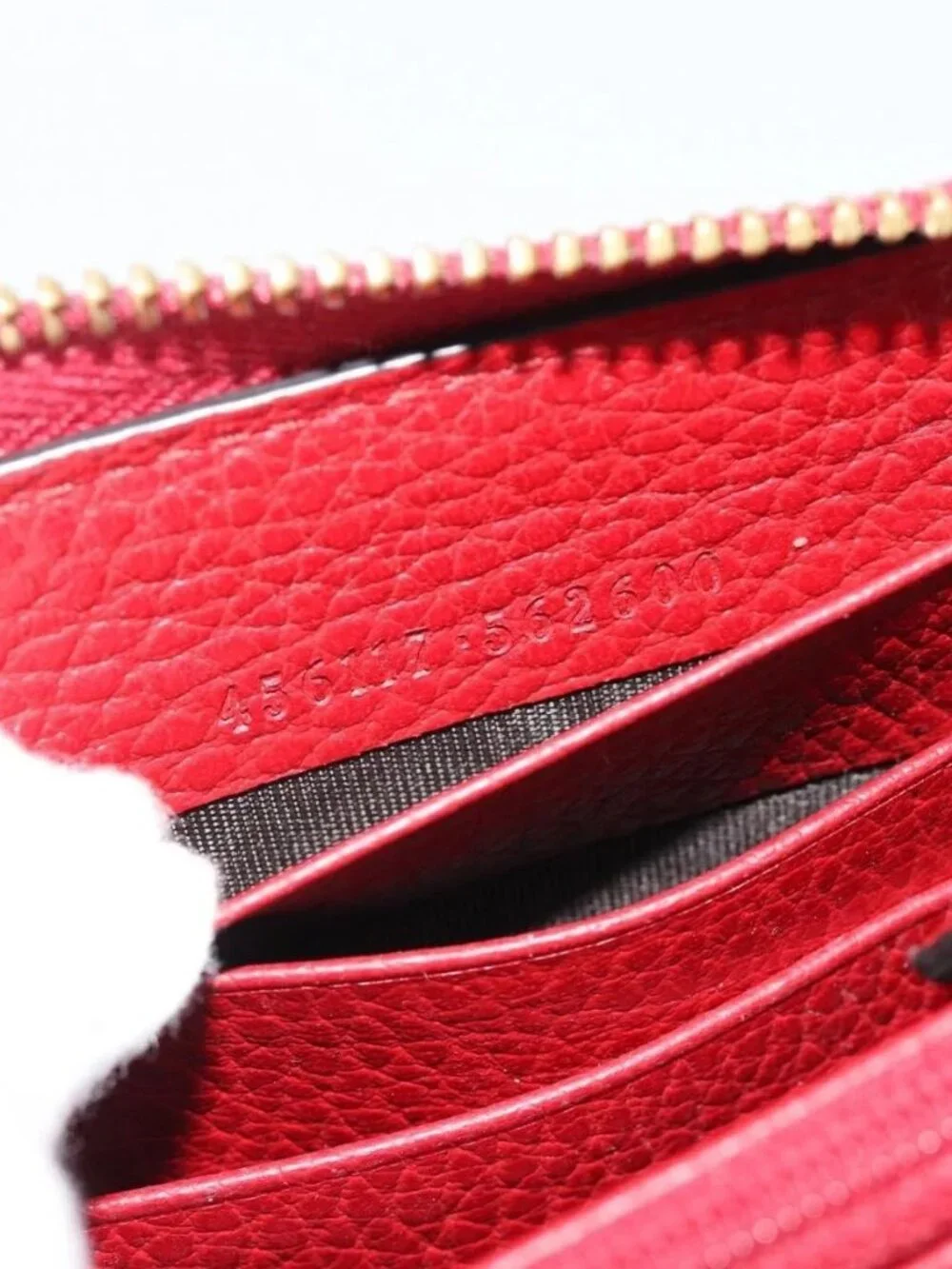 GUCCI GG Marmont Long Wallet Leather Red Gold 456117 Auth 186348A