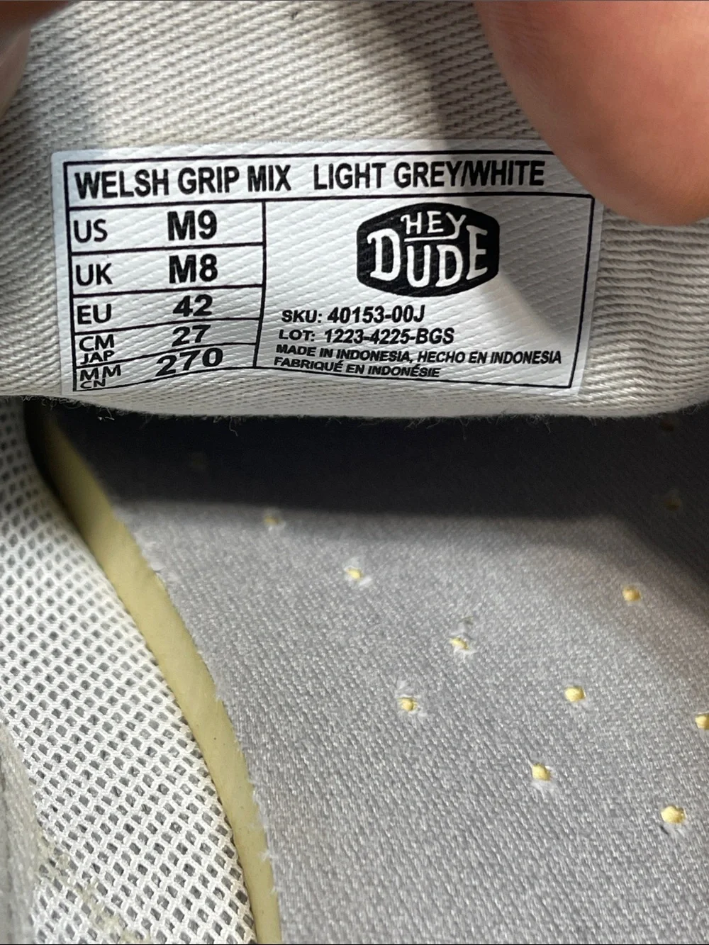 Hey Dude Men's Gray Boat Shoes with Red Accent Size 9