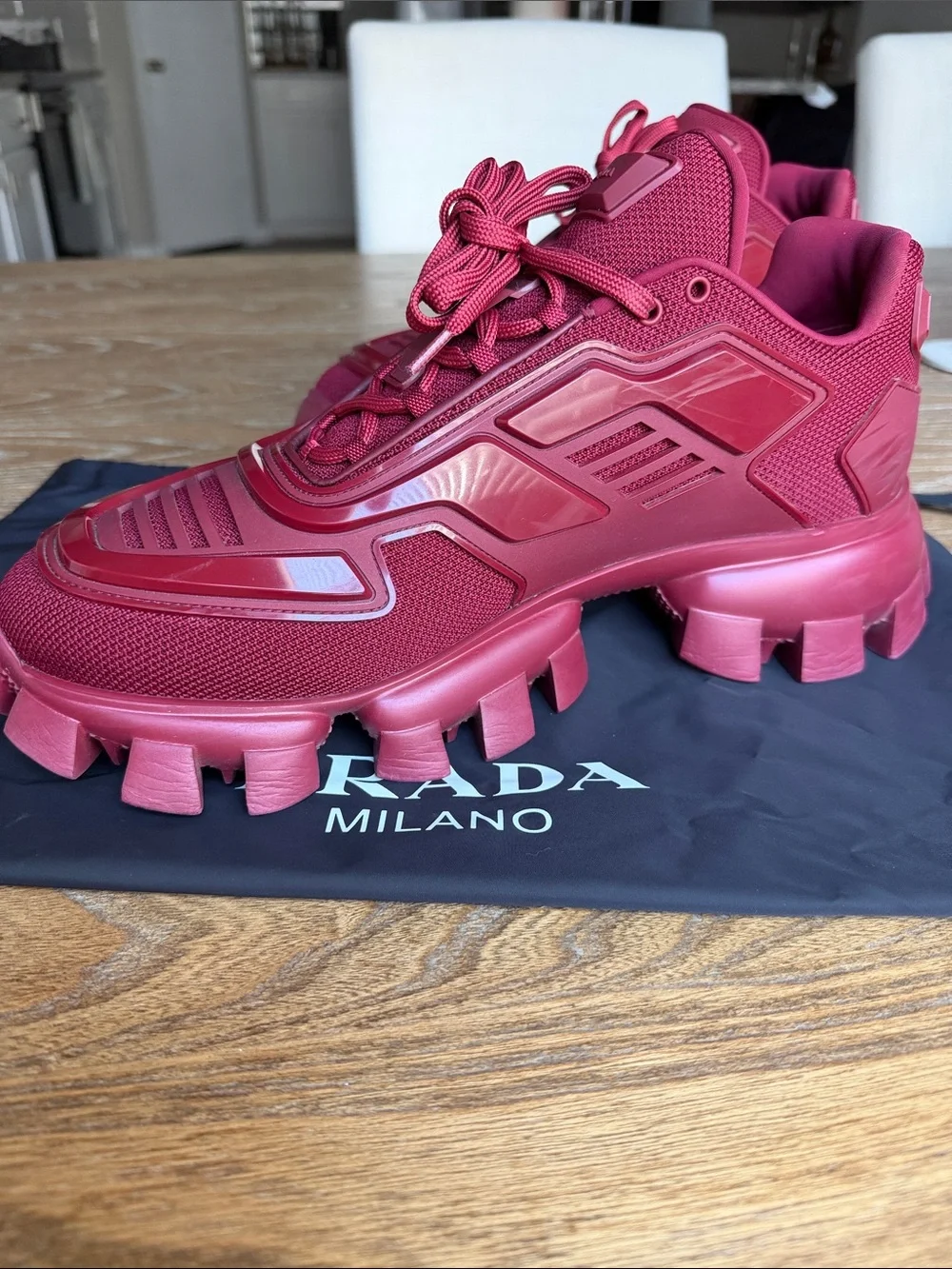 Prada Red Cloudbust Thunder Sneakers