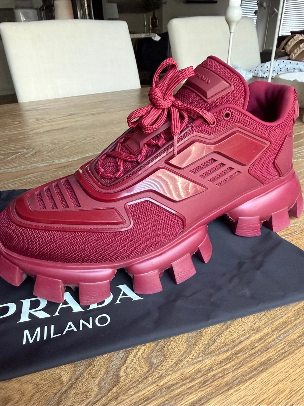 Prada Red Cloudbust Thunder Sneakers