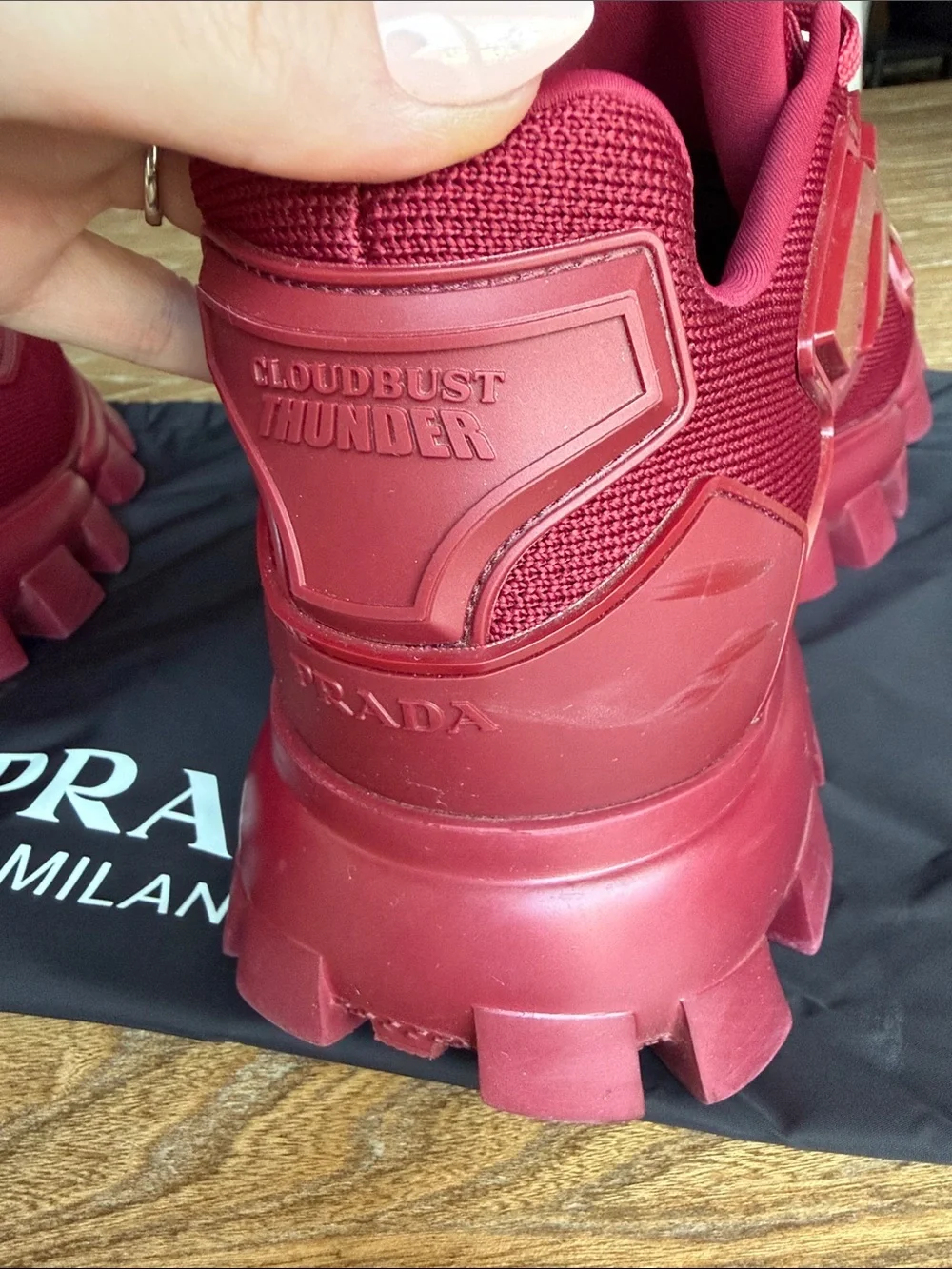 Prada Red Cloudbust Thunder Sneakers