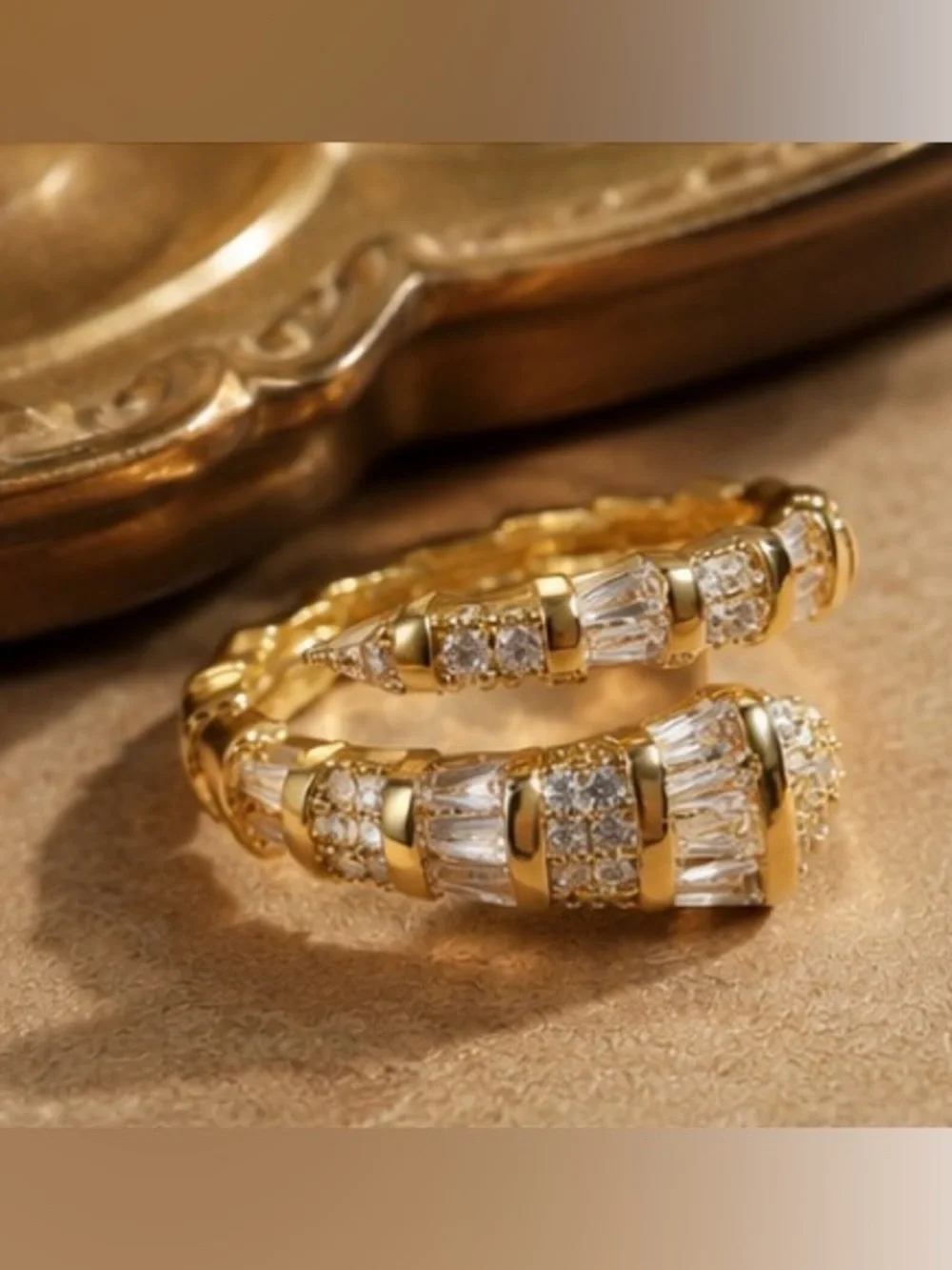 Luxe Serpent Wrap Ring | Adjustable Gold CZ Snake Ring